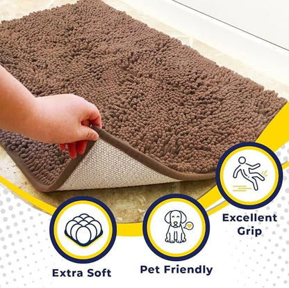Muddy Mat® | Super Water Absorbent Door Mat Indoor, Microfiber Quick Dry Chenille Entryway Rug, Slip Resistant Front Door Mat, Indoor Mats for Entryway, Machine Washable Pet Rug, Mocha 48" x 60"