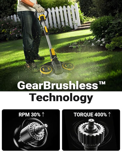 Cordless Weed Wacker with Brushless Motor, 20V 5.2Ah Battery Powered Weed Wacker with Blade, 3 in 1 Brush Cutter/Lawn Edger/Mower (One 5.2Ah Battery and Charger)