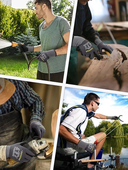 Touchscreen Nitrile Coated Work Gloves 12 Pairs Frosted Grip Safety Gloves for Gardening Electronics Seamless