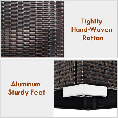 COSTWAY 2PCS PE Rattan Armless Sofa, Wicker Patio Conversation Set Chairs with Soft Cushion, Outdoor Sectional Furniture for Yard, Poolside (Beige)