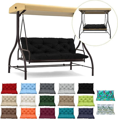 Swing Replacement Cushions with Backrest, 2 or 3 Seater Waterproof Non-Slip Overstuffed Swing Pad, Indoor/Outdoor Bench Cushion for Porch Chair Garden Furniture (Black, 40 * 71 in)