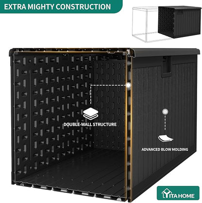 YITAHOME XL 180 Gallon Large Deck Box,Outdoor Storage for Patio Furniture Cushions,Garden Tools,Waterproof,Lockable (Black)