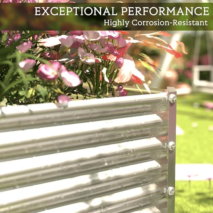 2 Pack Tall 6x3FT Corrugated Galvanized Steel Raised Garden Bed Outdoor, Metal Above Ground Garden Bed for Vegetables and Flowers, Rectangle Raised Beds for Gardening-6x3x1.5FT