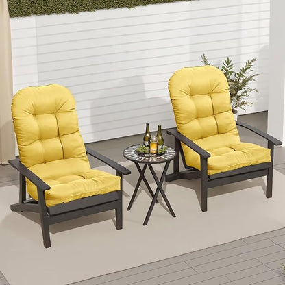 Adirondack Chair Cushion, Waterproof Outdoor Seat Cushions for Patio Furniture, Thick High Back Replacement Pad for Porch Lawn Wicker Dining Desk Chair, Rocking Chair Cushion, Yellow