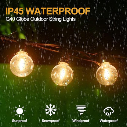 60FT LED Outdoor String Lights Patio Lights with 22 Shatterproof G40 Vintage Edison Bulbs, Outside Hanging Lights Waterproof for Porch, Deck, Garden, Backyard, Balcony