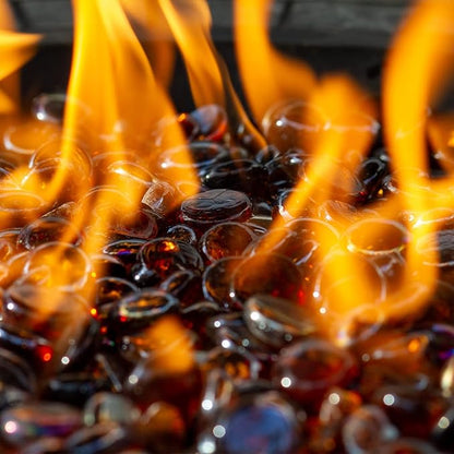 19 Pound Fire Glass Beads for Fire Pit 1/2 inch Tempered Glass Rocks Light Amber