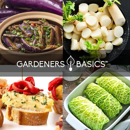 Gardeners Basics, Asian Vegetable Seeds for Planting 8 Packets Bok Choy, Michihili (Napa) Chinese Cabbage, Tatsoi, Onion, White Radish, Serrano, Eggplant for Your Non GMO Heirloom Vegetable Garden
