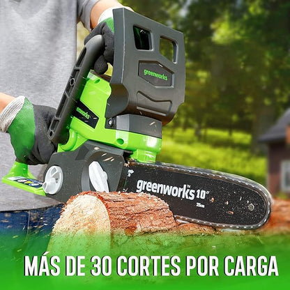 Greenworks 24V 10" Cordless Chainsaw, 2.0Ah Battery and Charger Included