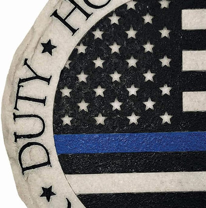 Spoontiques - Garden Décor - Police Blue Line Stepping Stone - Decorative Stone for Garden