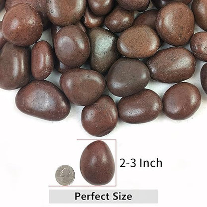 YISZM Rocks for Plant 5lbs, Red River Rocks 2-3 Inch Natural Pebbles for Indoor Plants, High Polished Decorative Stones Vase Filler Fish Tank Aquariums Landscaping Garden