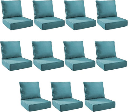 Outdoor Cushion Set for Furniture Patio Furniture, UV Resistant, Water Resistant - 6 Inch Thick Foam Garden Cushions– 24x24 Inch Patio Seat Covers for Chair/Sofa/Couch | Peacock Green | 11-Pack |