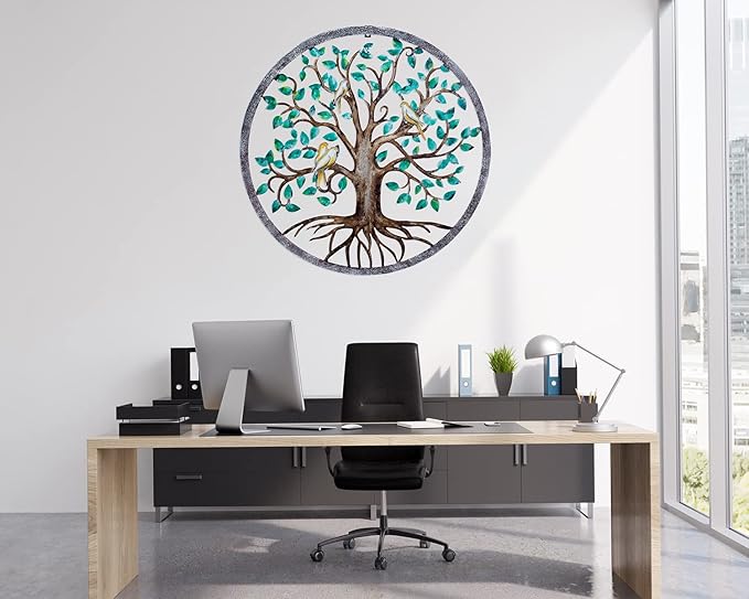 CHINDEUISYUT 23 Inches Tree of Life Wall Art Metal, Large Metal Tree of Life Wall Decor Wall Hanging for Living Room Bedroom Garden Outdoor Porch Patio Office Home Wall Decor, 23in x 23in x 0.88 in