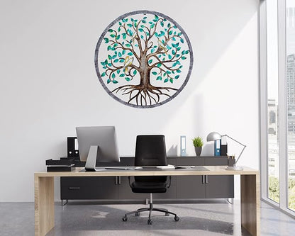 CHINDEUISYUT 23 Inches Tree of Life Wall Art Metal, Large Metal Tree of Life Wall Decor Wall Hanging for Living Room Bedroom Garden Outdoor Porch Patio Office Home Wall Decor, 23in x 23in x 0.88 in