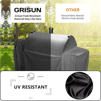 Grisun Grill Cover for Oklahoma Joe's Longhorn Combo Grill, Anti-Fade Waterproof BBQ Cover for Oklahoma Joe's Charcoal/LP Gas/Smoker Combo, Fabric Handle for Easy Put On and Take Off, 600D Polyester
