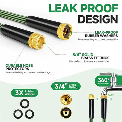 Garden Hose 75FT Non-Expandable Water Hose Flexible Kink-Free Lightweight Leak-Proof Sturdy Outdoor Hose Water Pipe for Garden Yard Lawn Camper 3/4 Inch Fittings