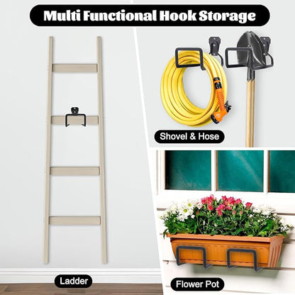 2 Pack Garden Hose Holder, Hose Reel Heavy Duty Hose Hanger, Wall Mounted Water Hose Holder Outdoor/Indoor Metal Durable Hose Hooks Ideal for Water Hose Storage Garden Yard Hold Max 154 Lbs- Black
