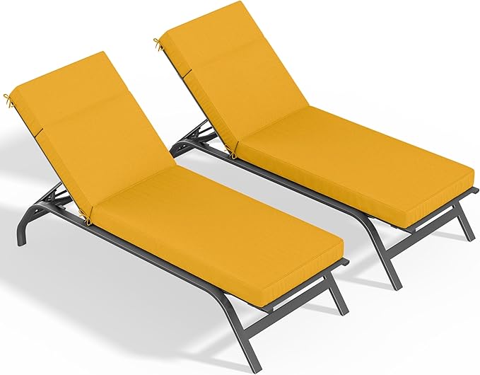 2 Pcs Chaise Lounge Cushions Outdoor, 80" L X 26" W X 4" D Lounge Chair Cushions for Outdoor Furniture, High-Density Foam Patio Chaise Cushion-Waterproof Fade-Resistant ThickPatio lounge chair cushion