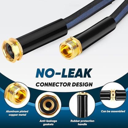 Garden Hose 50ft, Non-Expanding Water Hose, Flexible Ultra-Light, Anti-Kink, Wear-Resistant, Portable, Easy Storage, Hose with 3/4 for Outdoor, Garden, Yard and Lawn, Black Dark Blue