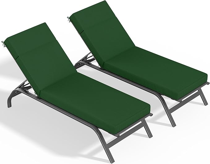 2 Pcs Chaise Lounge Cushions Outdoor, 80" L X 26" W X 4" D Lounge Chair Cushions for Outdoor Furniture, High-Density Foam Patio Chaise Cushion-Waterproof Fade-Resistant ThickPatio lounge chair cushion