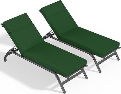 2 Pcs Chaise Lounge Cushions Outdoor, 80" L X 26" W X 4" D Lounge Chair Cushions for Outdoor Furniture, High-Density Foam Patio Chaise Cushion-Waterproof Fade-Resistant ThickPatio lounge chair cushion