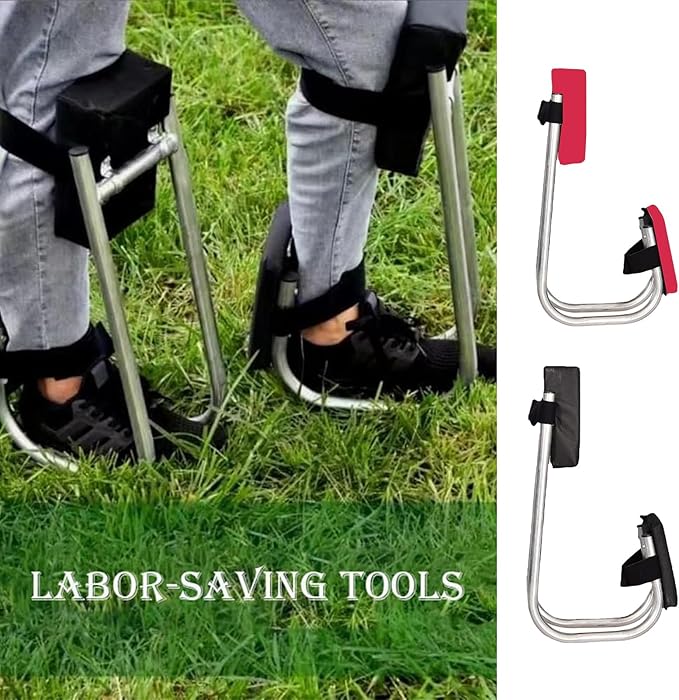 Knee Seat, Strap on Kneeling Device for Garden, Portable Stainless Steel Gardening Strap on Knee Seat, Knee Seat for Gardening Garden Farm Work Seniors Gardener (Black)
