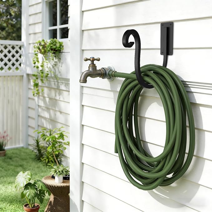 Garden Hose Holder Wall Mount,Heavy-Duty Wall Mount Water Hose Holder for Outside Water Hose Storage,Hose Reel Hooks for Garden(2 Pack)