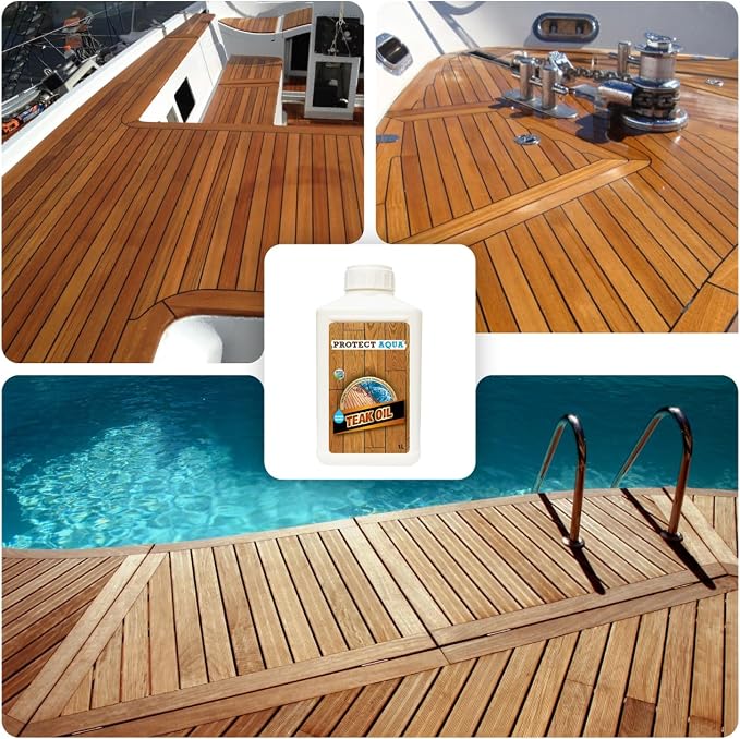 Protect Aqua Teak Oil for Outdoor Furniture & Indoor Furniture– 16.8 oz (500ml) Teak Oil Sealer, Restores & Protects Wood, Furniture, Decks, Boats, Patio, Shower Benches – Transparent Natural Finish