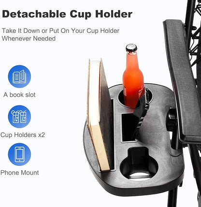 Nazhura Set of 2 Relaxing Recliners Patio Chairs Adjustable Steel Mesh Zero Gravity Lounge Chair Beach Chairs with Pillow and Cup Holder Black