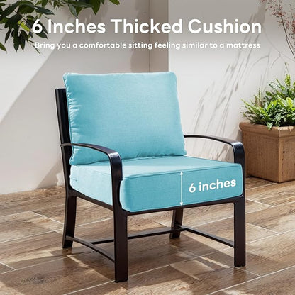 6" Thicker Outdoor Chair Cushion 7 Sets - 24" *24" *6" Waterproof Patio Furniture Cushions with Removable Cover, 28D High Density Sponge Filling Thicken Outdoor Patio Cushions - Turquoise