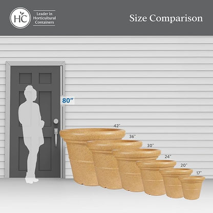 The HC Companies Terrazzo Large Round Plastic Plant Pot w/Rolled Rim - Lightweight & UV Resistant Gardening Pot for Herbs & More - Outdoor & Indoor Plant Pots w/Drainage (20” Clay)