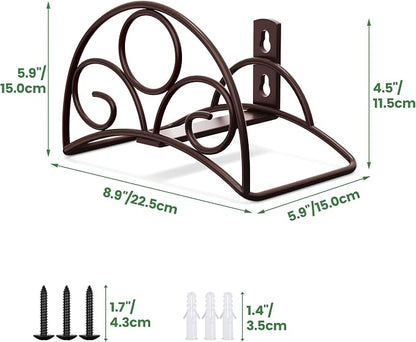 Metal Garden Hose Holder - Wall Mounted Water Hose Holder - Hose Hanger Heavy Duty for Water Hose Extension Cords Vacuum Hose bronze