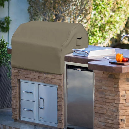Covers & all Built-in Outdoor Grill Cover, Durable 12 Oz Waterproof Cover Max Material with Air Pocket & Elastic for Snug Fit (48" W x 27" D x 26" H Inches, Beige)