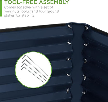 Best Choice Products 6x3x2ft Outdoor Metal Raised Garden Bed, Deep Root Box Planter for Vegetables, Flowers, Herbs, and Succulents w/ 269 Gallon Capacity - Navy