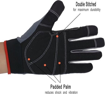 HANDLANDY Work Gloves for Men & Women, Utility Mechanic Working Gloves Touch Screen, Flexible Gardening Gloves for Yard