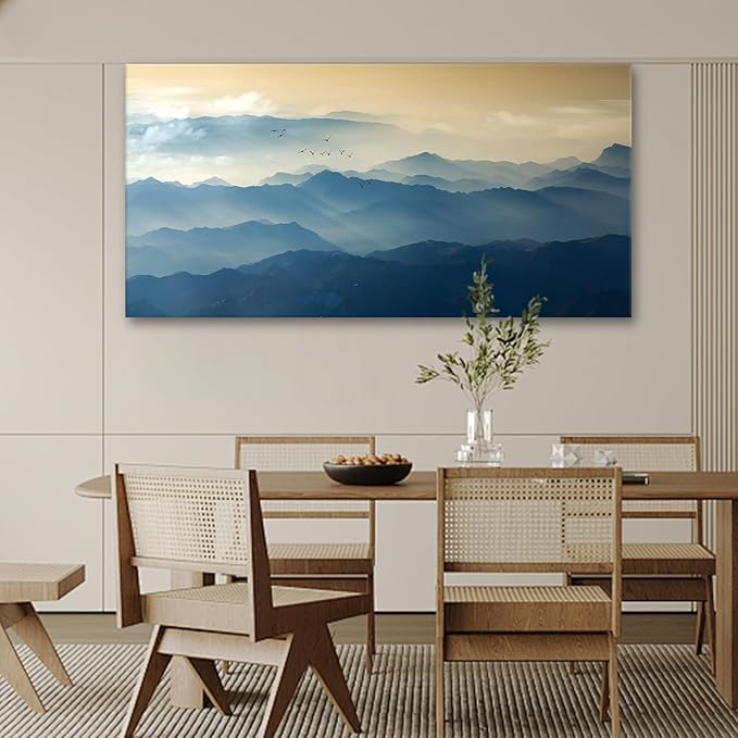 JLXART Large Wall Art Misty Mountain Landscape Canvas Prints Wall Decor Living Room Bedroom Natural Scenery Office Decor Pictures 20"X40"