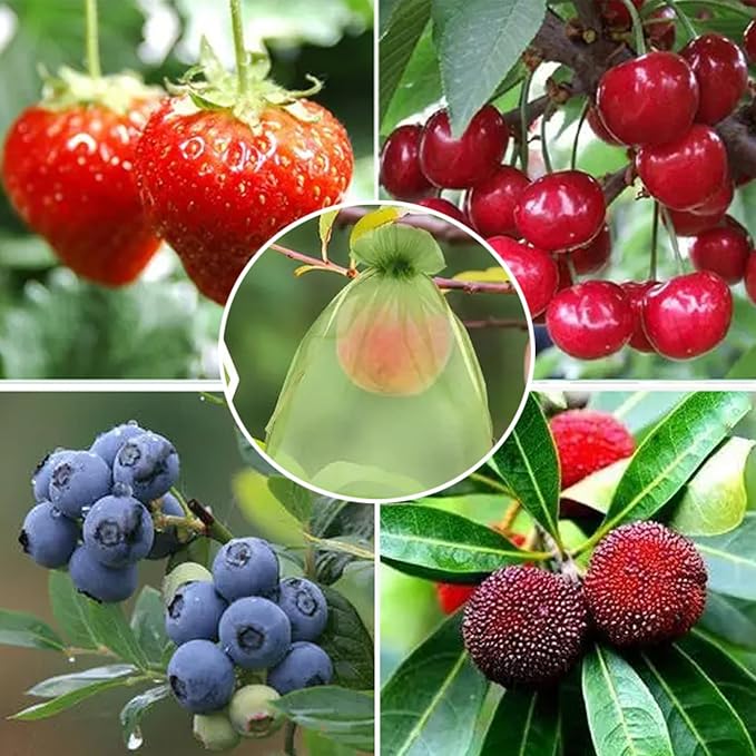 30 Pcs 3.9''×5.9'' Drawstring Fruit Netting Bags, Reusable Garden Netting Bags, Fruit Cover Mesh Bag for Fruit Trees Vegetable Floral