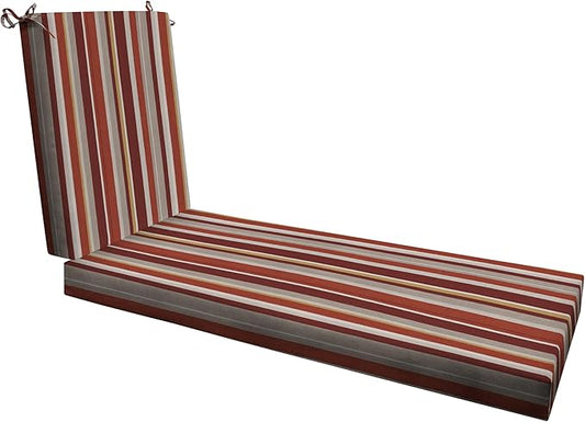 Honeycomb Outdoor Heritage Chaise, 22.5" W x 70" L, Stripe Brick Chair Cushion for Patio Furniture