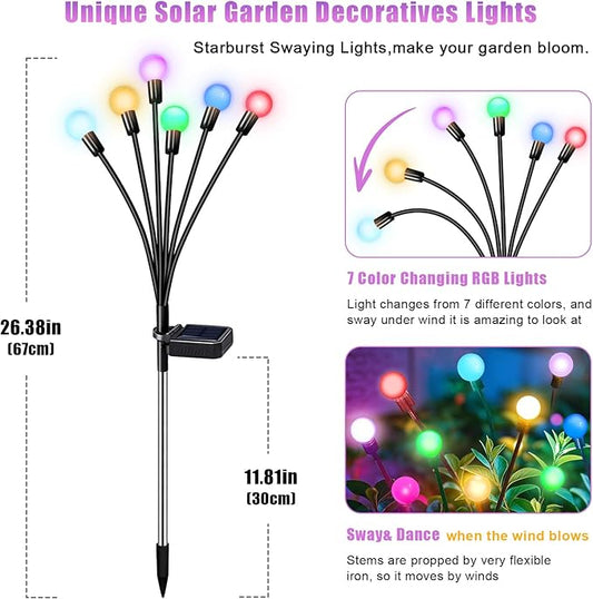 NBQQ Solar Garden Lights Outdoor, Swaying Light Waterproof Solar Lights Outdoor for Yard Pathway Patio, Swaying Lawn Decor as Gardening Gifts for Women Holiday (Multicolor, 4 Pack)