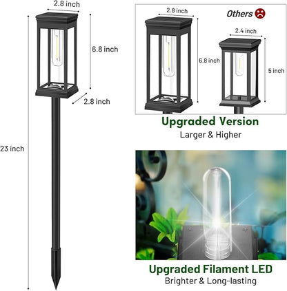 BesLowe 【Upgraded】 Solar Pathway Lights Outdoor, 8-Pack Large LED Solar Light Outdoor Waterproof, Super Bright Outside Lights for Yard, Sun-Powered Landscape Lighting for Garden Walkway, Cool White