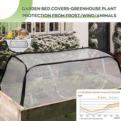 Greenhouse Cover for Raised Garden Bed-45''x22''x16'' Raised Bed Cover Freeze Protection with Zipper Door in Winter,Seedlings Plants Growth Cover Against Pests & Animals in Spring