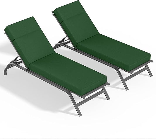 2 Pcs Chaise Lounge Cushions Outdoor, 72" L X 21" W X 4" D Lounge Chair Cushions for Outdoor Furniture, High-Density Foam Patio Chaise Cushion-Waterproof Fade-Resistant ThickPatio lounge chair cushion