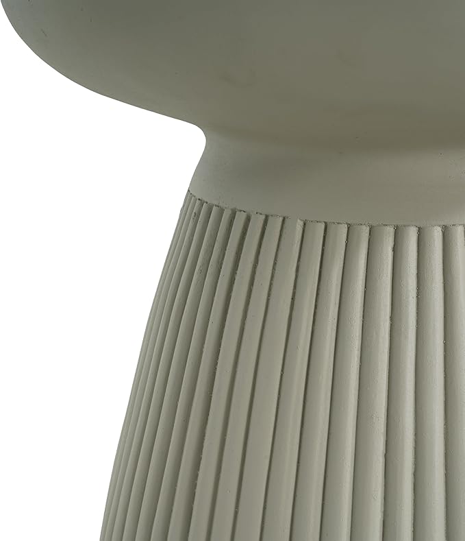 Christopher Knight Home Luce 20" Indoor Outdoor Round Top Accent Table, Patio Decorative End Side Table, Lightweight Concrete Garden Stool for Patio Living Room Balcony & Garden Decor, Sand Gray