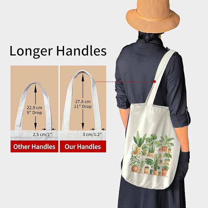 itgowisa Canvas Tote Bag for Women, Tote Bag with Zipper Inner Pocket, Zippered Canvas Bag for Shopping Work Grocery Everyday