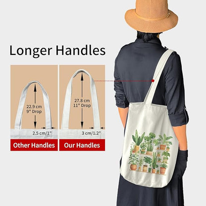 itgowisa Canvas Tote Bag for Women, Tote Bag with Zipper Inner Pocket, Zippered Canvas Bag for Shopping Work Grocery Everyday