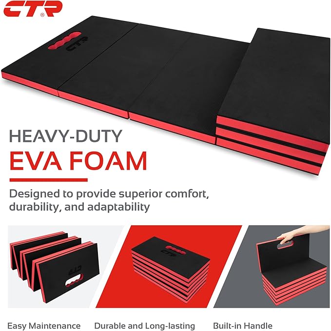 CTR Mechanic Mat Kneeling Pad Folding Mat for Working Under Car, Thick EVA Mat with Handle - Waterproof Floor Mat for Mechanics, Garage, Gardening, Gym, Camping, Creeper, Knees Protection for DIY