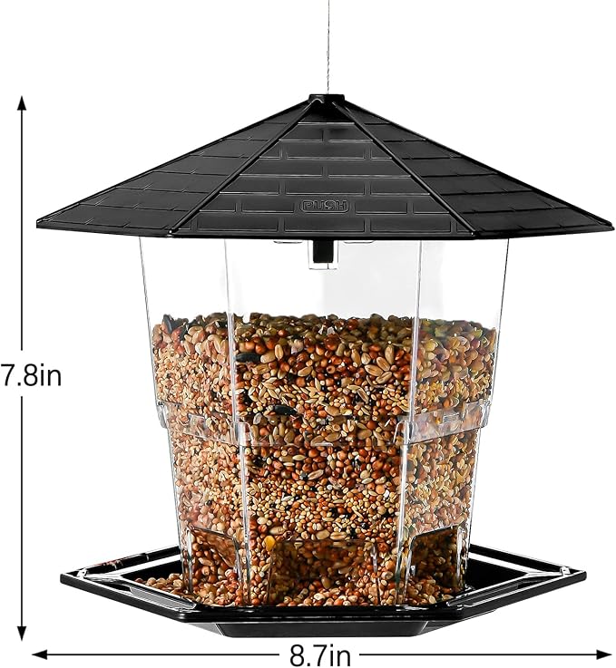 Jealoeur Bird Feeders for Outdoors Hanging Bird Feeder Wild Birds Seed, Black