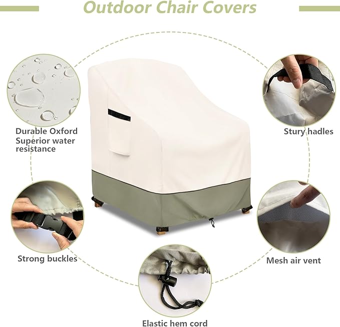 Outdoor Chair Covers 4 Pack 37 W x 40 D x 36 H inches,600D Heavy Duty Waterproof Adirondack Chair Cover,Outdoor Furniture Covers for Lawn/Garden Chiar