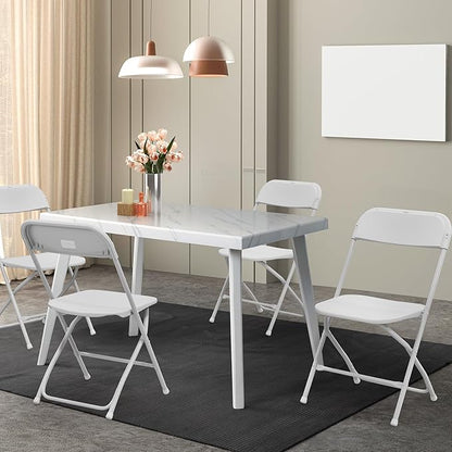 VINGLI 6 Pack White Plastic Folding Chair, Indoor Outdoor Portable Stackable Commercial Seat with Steel Frame 350lb. Capacity for Events Office Wedding Party Picnic Kitchen Dining
