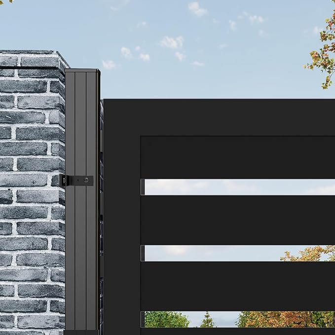 6ft x 4ft Aluminum Alloy Privacy Gate - Outdoor Metal Garden Gate with Lockable Knob,Semi-Open Security Gate, Design for Patio, Yard & Backyard, Easy Installation Without Posts