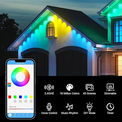 148FT Permanent Smart Outdoor Lights,App Control 54 LEDs IP67 Waterproof, Color Changing Eave Lighting with Remote, Works with Alexa for Christmas, Halloween, Party, Daily Decor